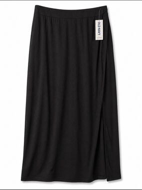 2/$20 Old Navy Black Maxi Skirt Side Slit Elastic Waist XS NWT